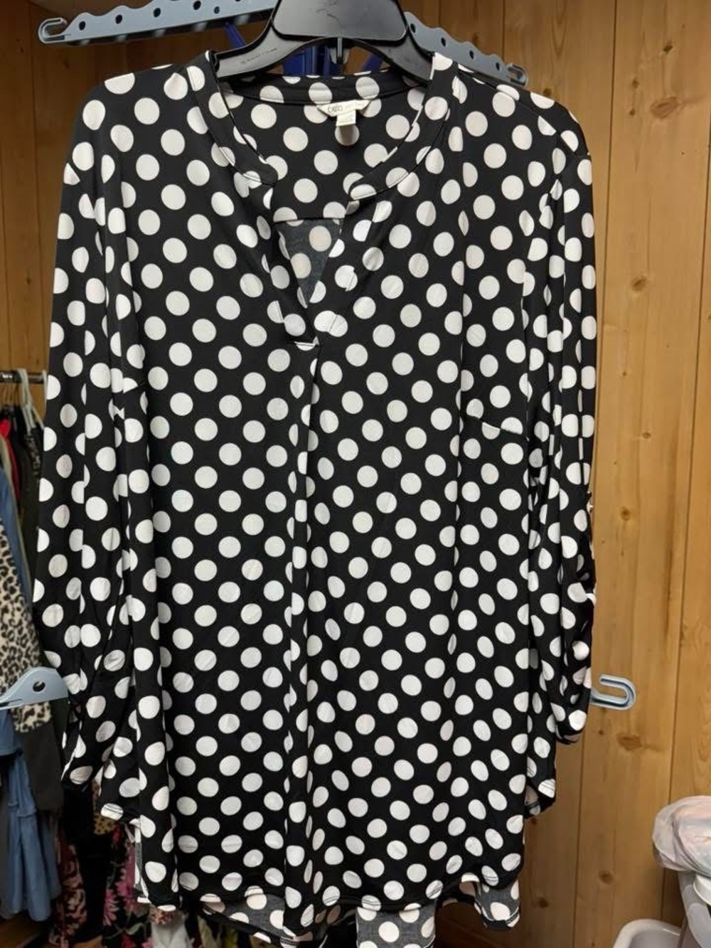 Cato Black and White Polka Dot Tunic Blouse
